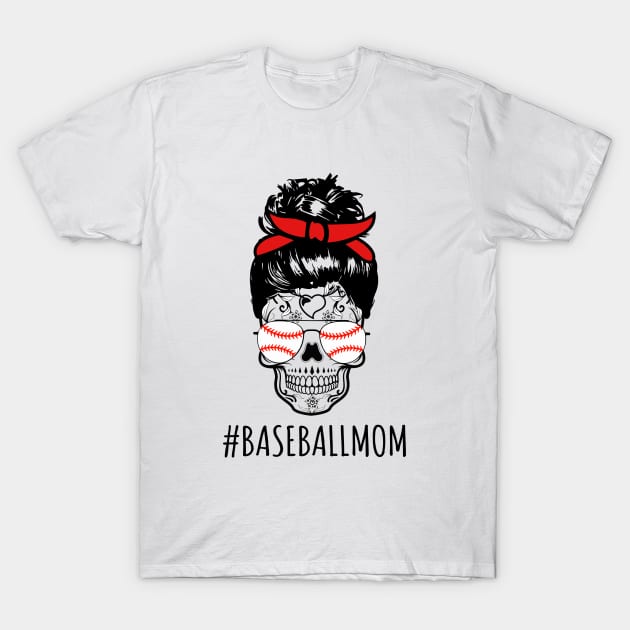 Baseball Mom Skull T-Shirt by beaching